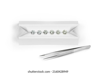 Diamond Colour Grading. Diamond Whiteness Samples on White Colour Grading Card.  - Shutterstock ID 2160428949