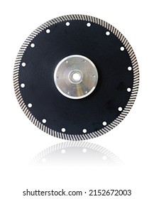 Diamond cutting disc. Cutting disc with diamonds.Diamond saw. Sawing diamond disc on a white background.Dry cutting concrete, stone, tile, asphalt and other durable materials.Making a rough cut.