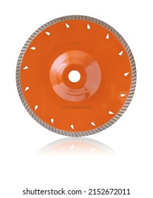 Diamond disc isolated on white background. Saw blade for cutting hard materials. Wheels for dry cutting of marble, tiles, granite, concrete. Cutting disc for stone. Instruments.