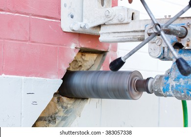 Diamond Drilling Hole. Close-up Photo.