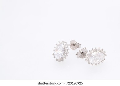 diamond earring on white background - Shutterstock ID 723120925