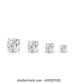 Diamond Earrings On White Background,group,step Size