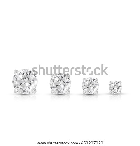 diamond earrings on white background,group,step size