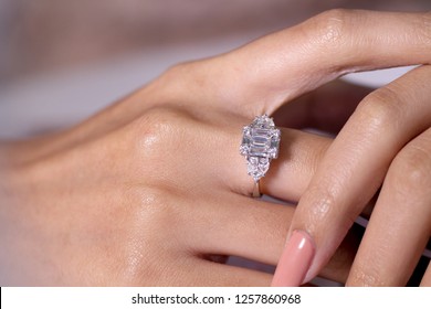 Diamond Engagement Ring On Hand 