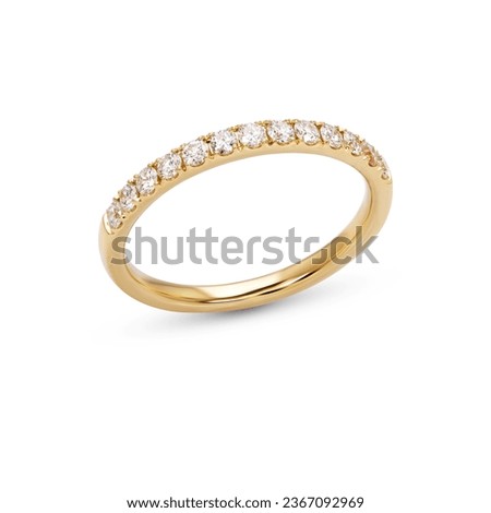 Diamond Eternity Ring Anniversary Band yellow Gold on white isolate
