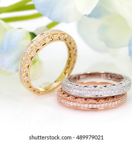 Diamond Eternity Ring Flower Background