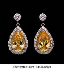 Diamond fancy earrings - Shutterstock ID 1113630803