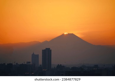Diamond fuji with sunset on top of My. Fuji