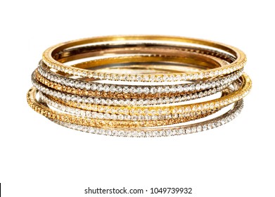 Diamond And Gold Bangle Stack