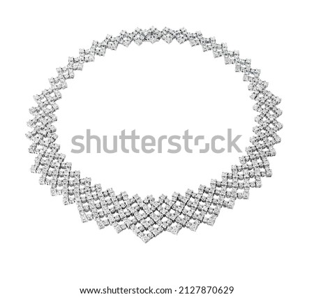 Diamond jewelry. Diamond necklace isolated on white background