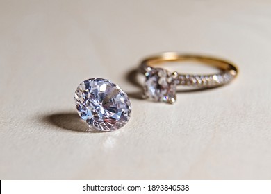 Diamond Luxury Ring Close Up.diamond Stones Appraiser. Jewelry Quality Check.manufacture Of Precious Stones. Inspection Of Artificial Diamond.wedding Symbol. A Gift To Your Beloved Woman For A Holiday