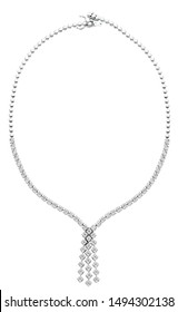 Diamond Necklace Emarald Stone Isolated