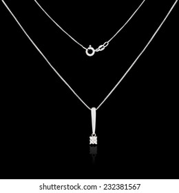 Diamond Necklace Isolated On Black Background