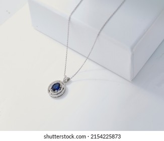 Diamond necklace on background. Diamond jewelry.