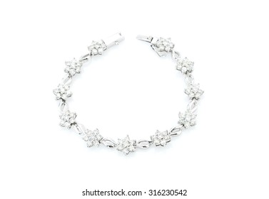 Diamond Necklace On A White Background