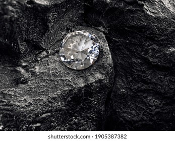 Diamond On Black Coal Background