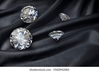 Diamond On Black Fabric Background