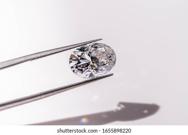 Diamond Oval Cut in Tweezers - Shutterstock ID 1655898220