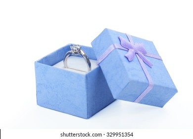 Diamond Ring In Box Isolated On A White