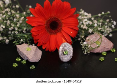 Diamond Ring Displayed With Stones