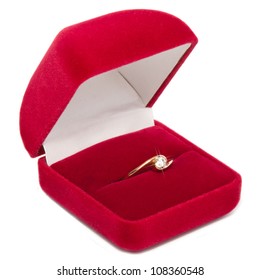 Diamond Ring In A Velvet Red Box