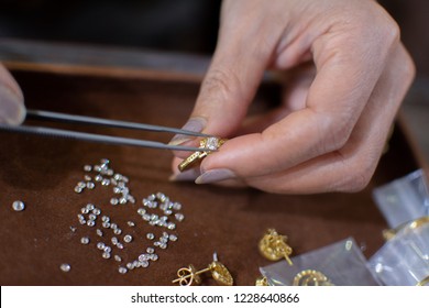 Diamond Selection to fit the body.  By skilled artisans  Fine and precise - Shutterstock ID 1228640866