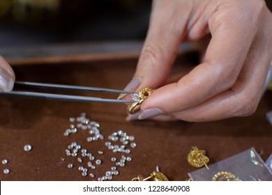 Diamond Selection to fit the body.  By skilled artisans  Fine and precise - Shutterstock ID 1228640908