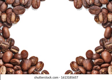 Diamond shape frame of roasted coffee beans placed on white background from the top view has space for your messages - Powered by Shutterstock