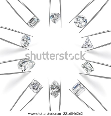 Diamond Shapes in Tweezers Isolated on White Background Stock foto © 