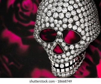 Diamond Skull On The Red Background