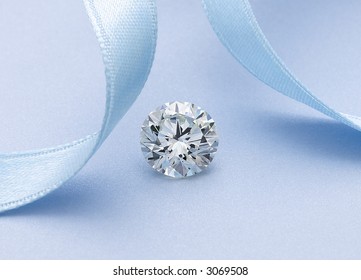 Diamond Solitaire With Blue Ribbon