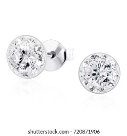 Diamond Stud Earrings With Reflection