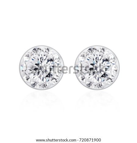Diamond Stud Earrings with Reflection
