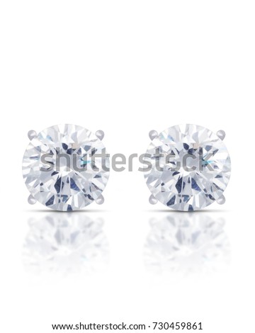 Diamond Stud Earrings with Reflection