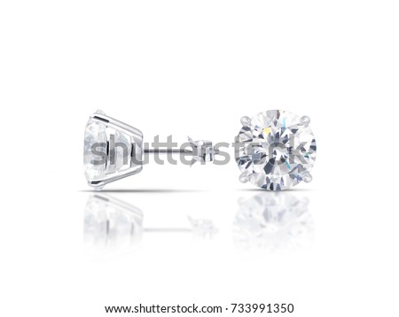 Diamond Stud Earrings with Reflection