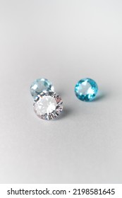 Diamonds And Aquamarine Gem Stones