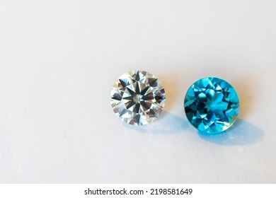 Diamonds And Aquamarine Gem Stones