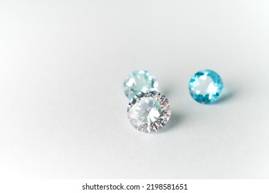 Diamonds And Aquamarine Gem Stones