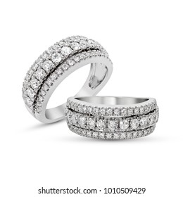 Diamonds Wedding Eternity Band Ring On White Isolate
