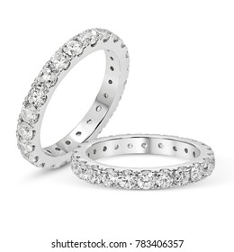 Diamonds Wedding Eternity Band Ring Pave Set In White Gold