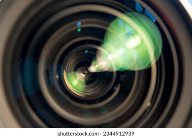 Diaphragm of a camera lens aperture.
