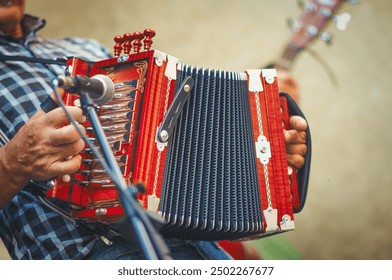 Diatonic accordion player in the street