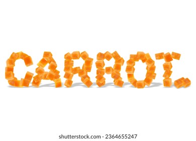 Dice carrot alphabet isolated on white background.With clipping path. - Shutterstock ID 2364655247