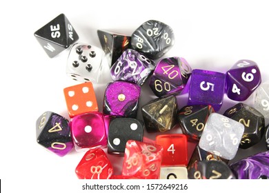 Dice, colorful and different types of dice