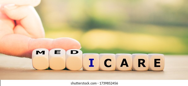 Dice form the expression "I care" and "Medicare". - Shutterstock ID 1739852456