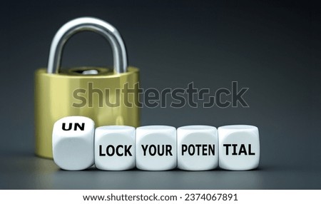 Dice form the expression 'unlock your potential'.