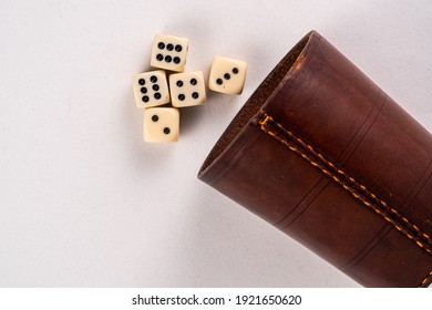 Dice Gamble Toss With Depth Of Field And A Dice Cup