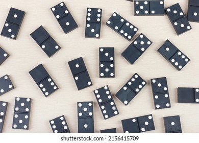 Dice For Playing Dominoes On A Table. View From Above.