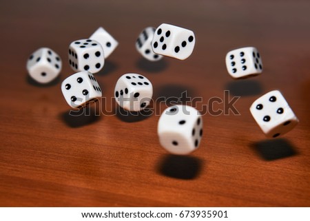 Dice thrown on the table.