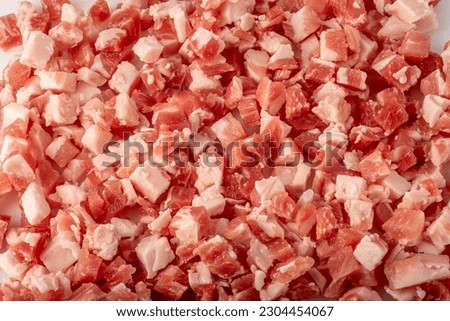Diced bacon as full frame background texture
